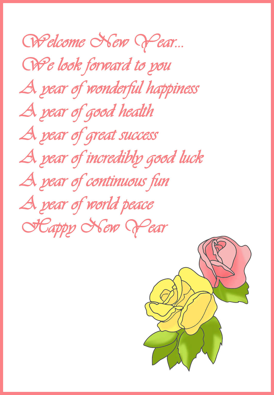 New Year card with poem