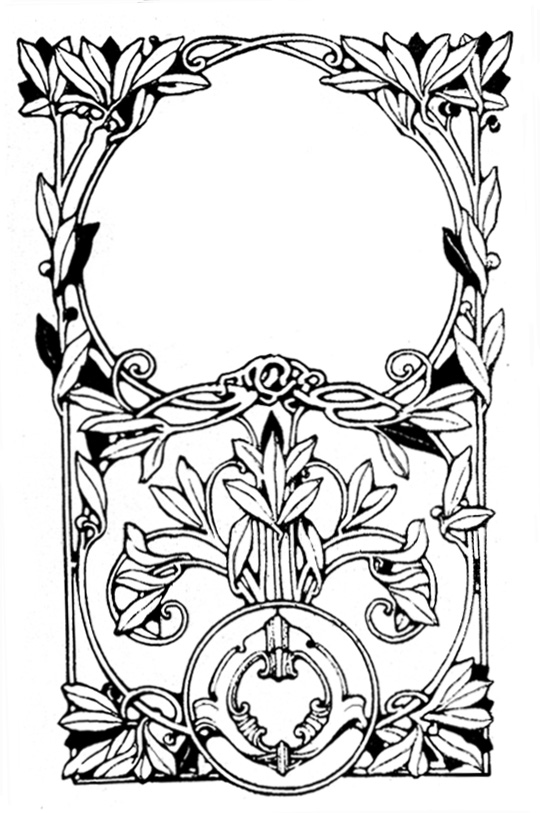 Victorian frames black white with leaves