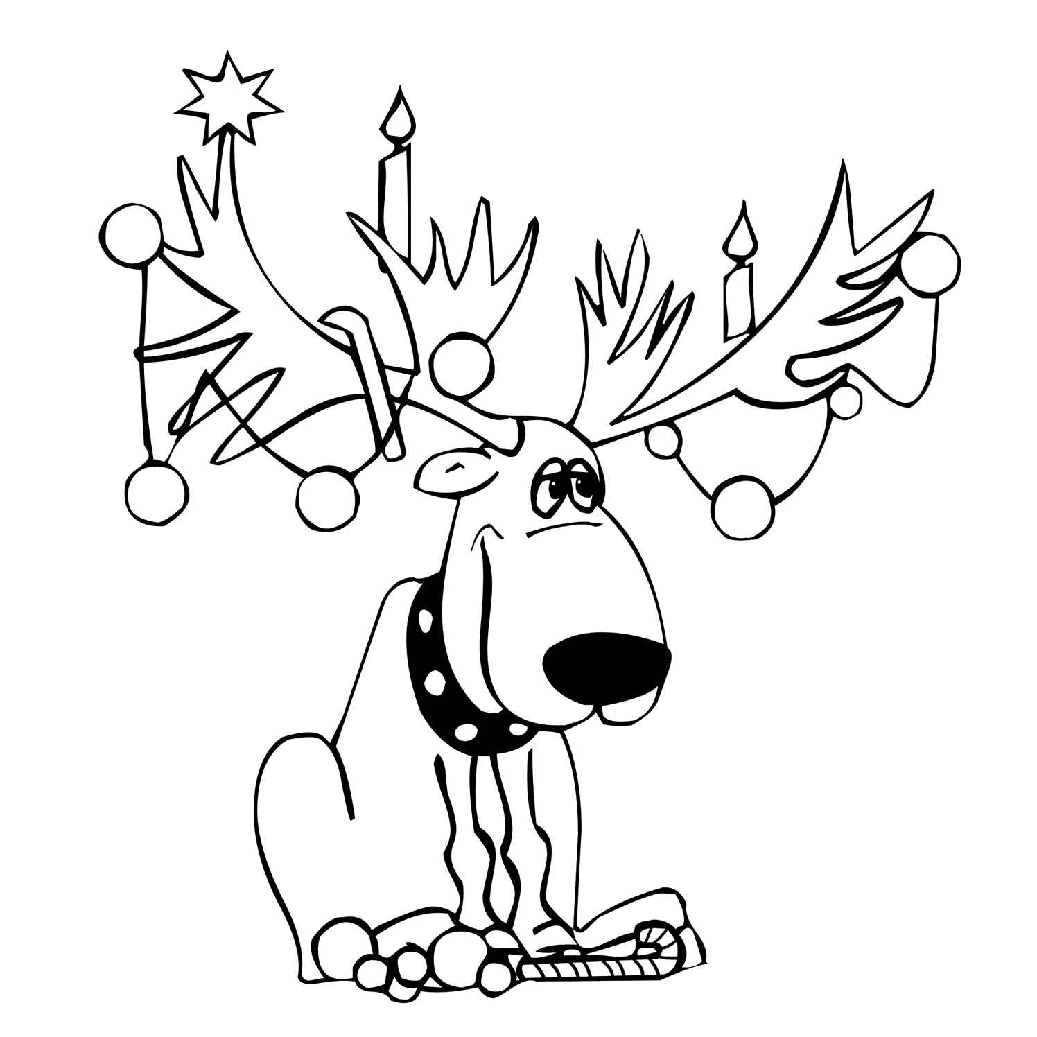 Funny coloring moose made up like Christmas tree