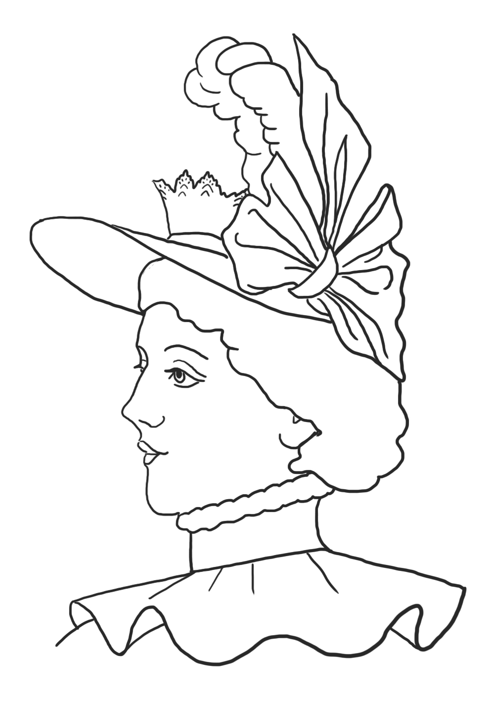 Coloring page tiara hat Victorian era