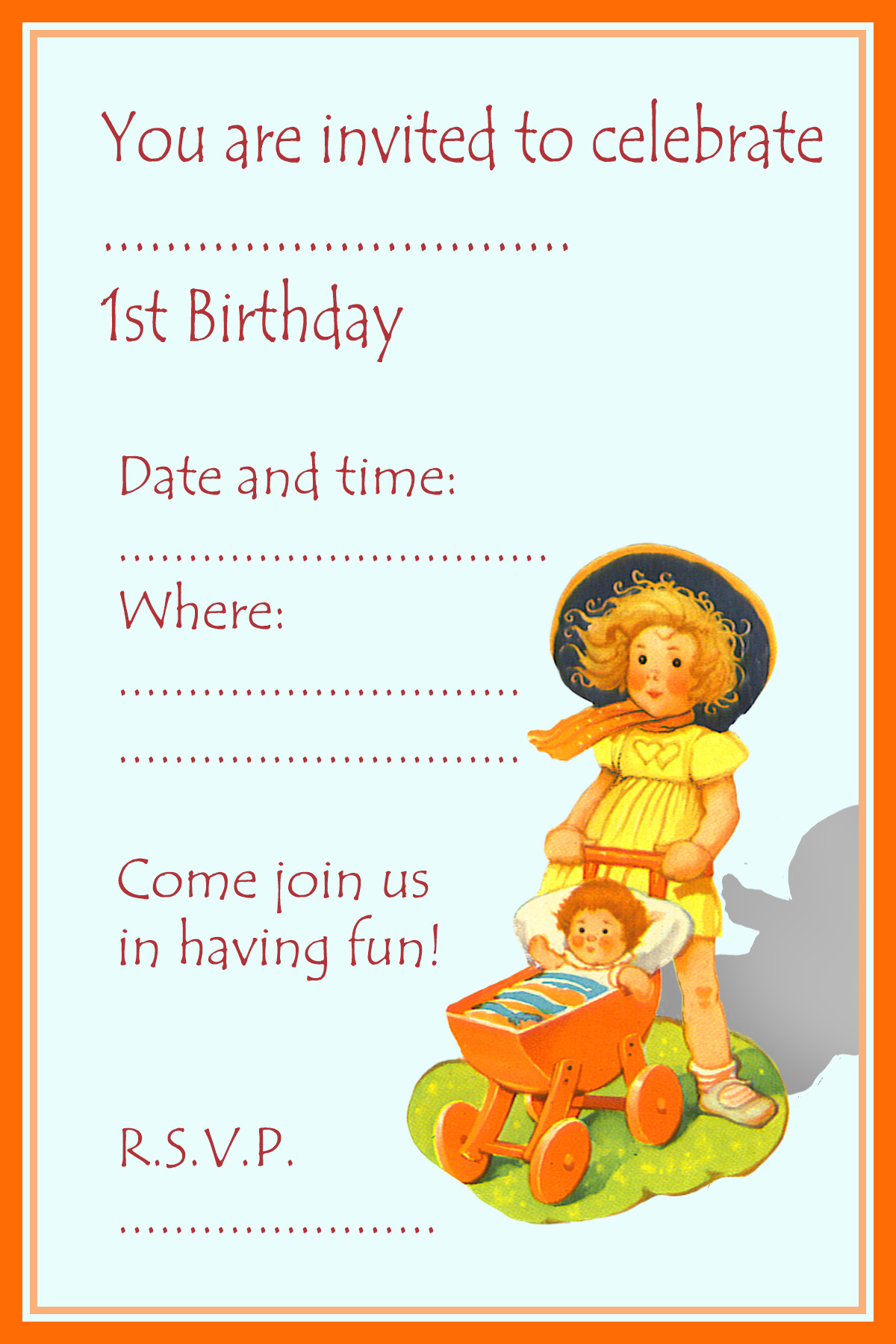 birthday invitations girl 1 year old