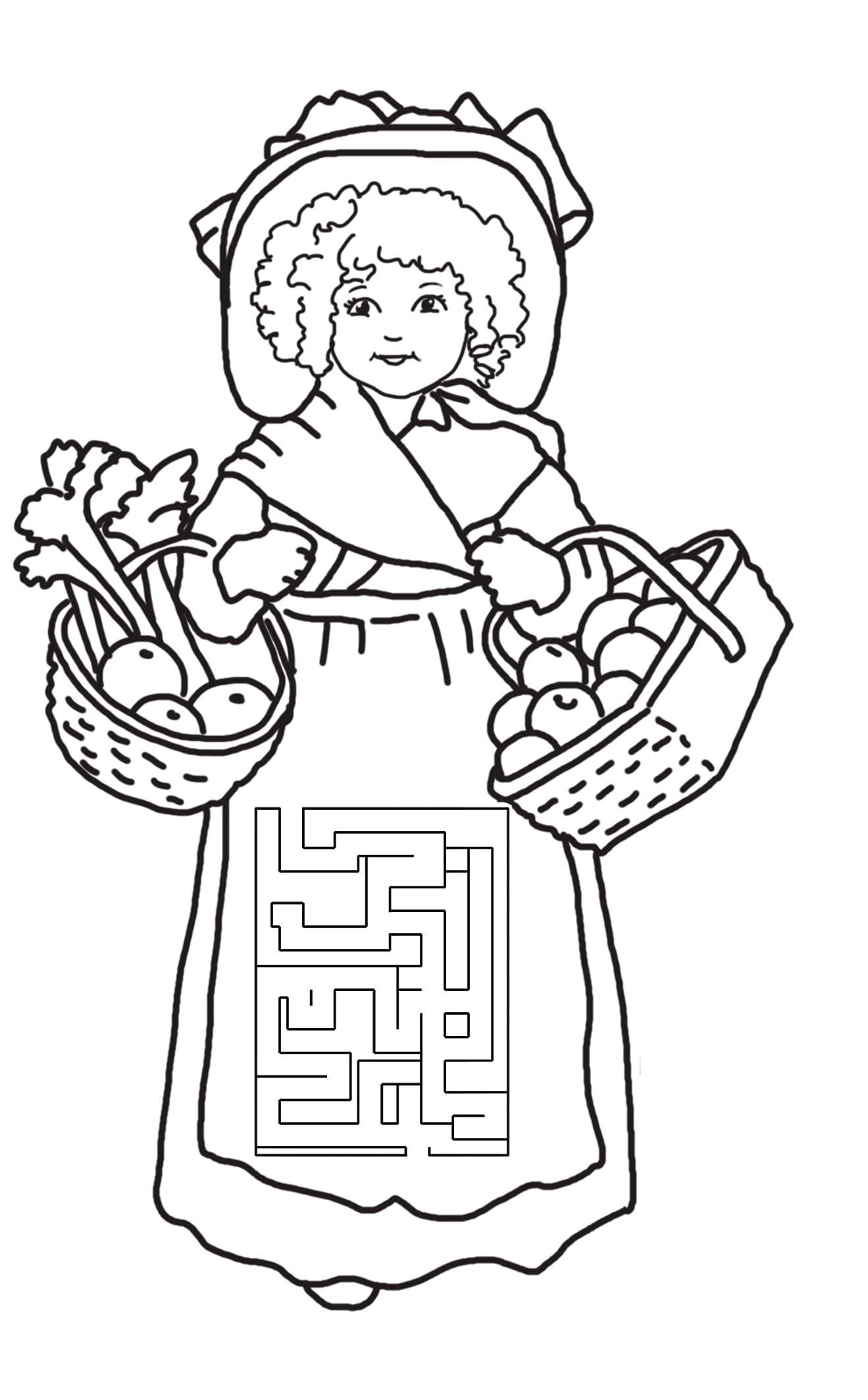 maze for thanksgiving girl with fruit