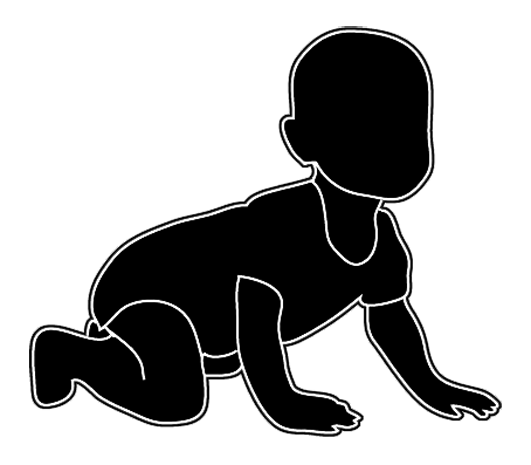 baby silhouette black white