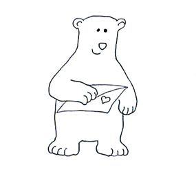 Valentine bear with Valentine card sketch
