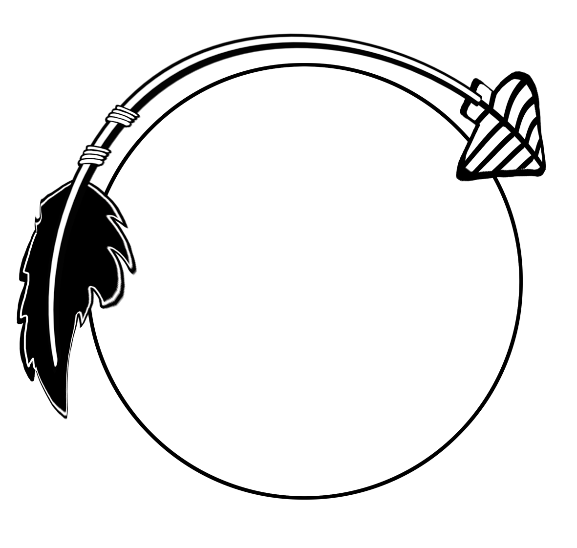 black curved arrow frame