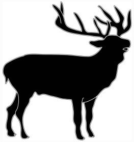 black white deer silhouette of stag