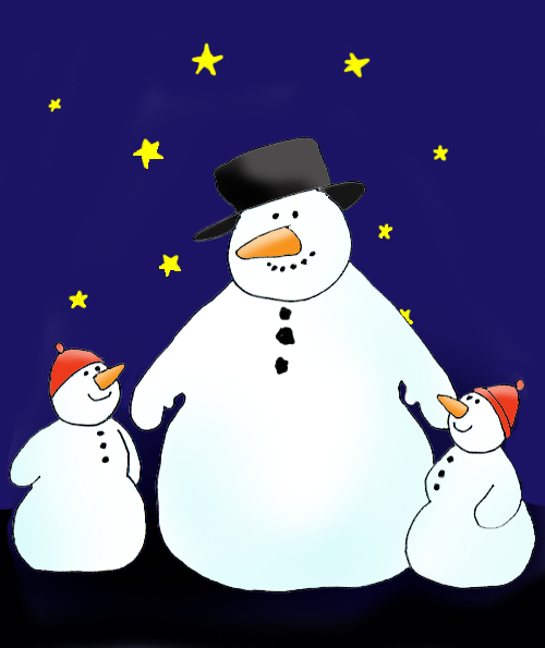 snowman father and snowman kids