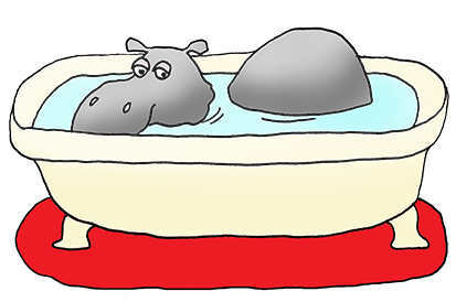 hippopotamus in bathtub