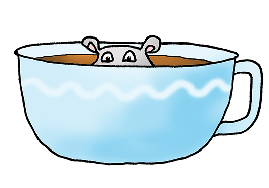 cartoon hippo in coffe cup