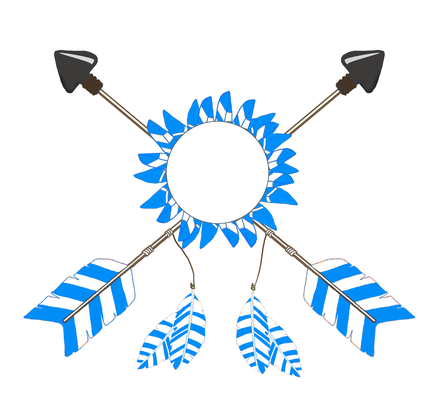 crossed tribal arrows blue feathers
