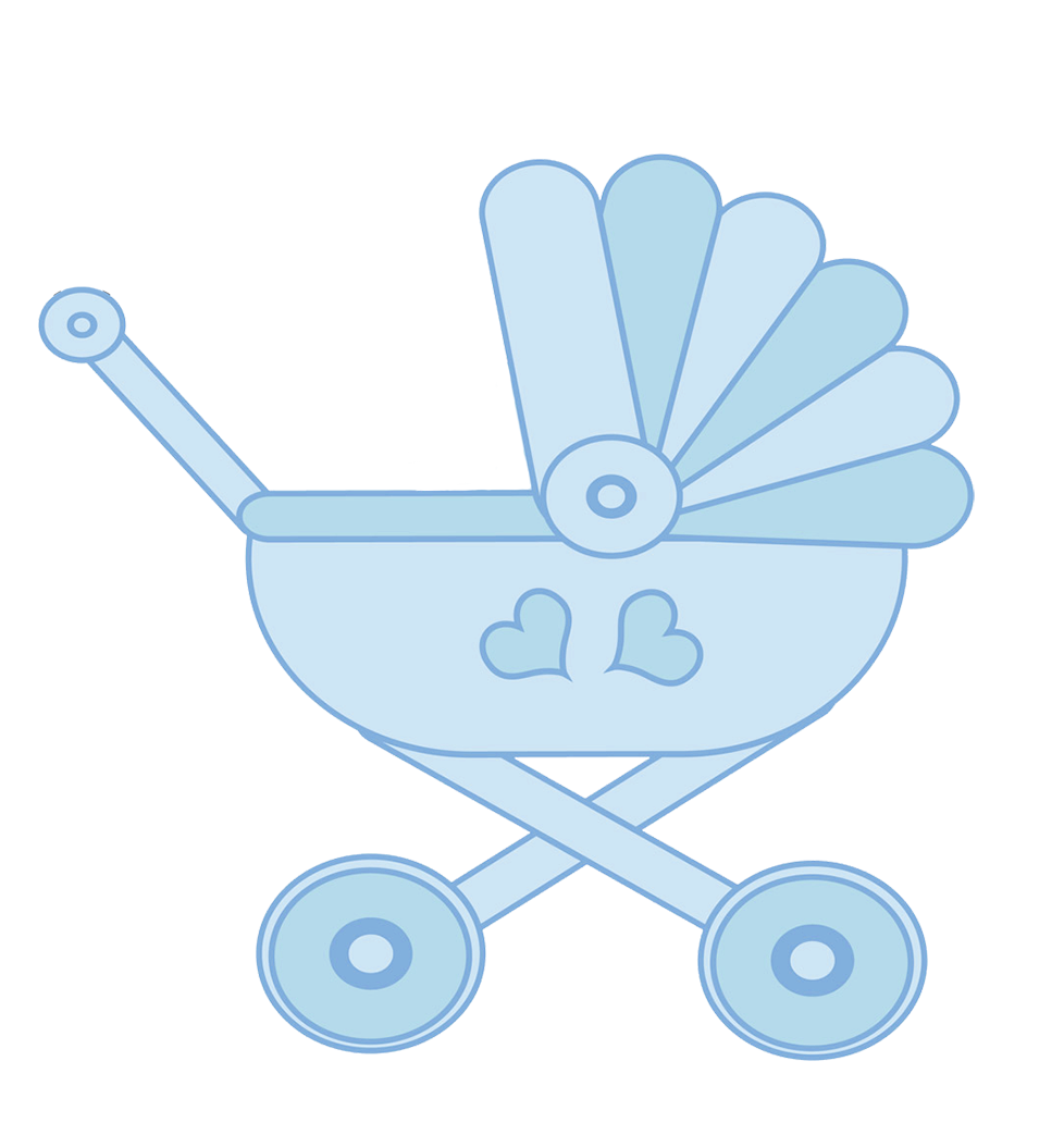 blue baby stroller clipart