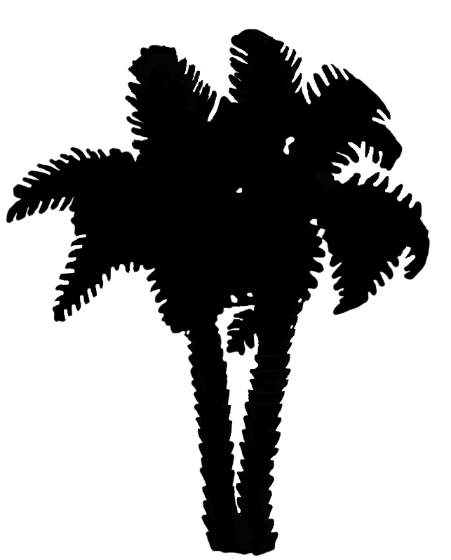 silhouette graphic of two palm trees