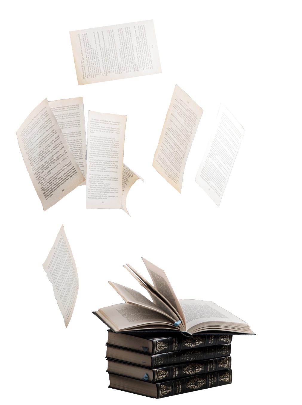books and flying pages