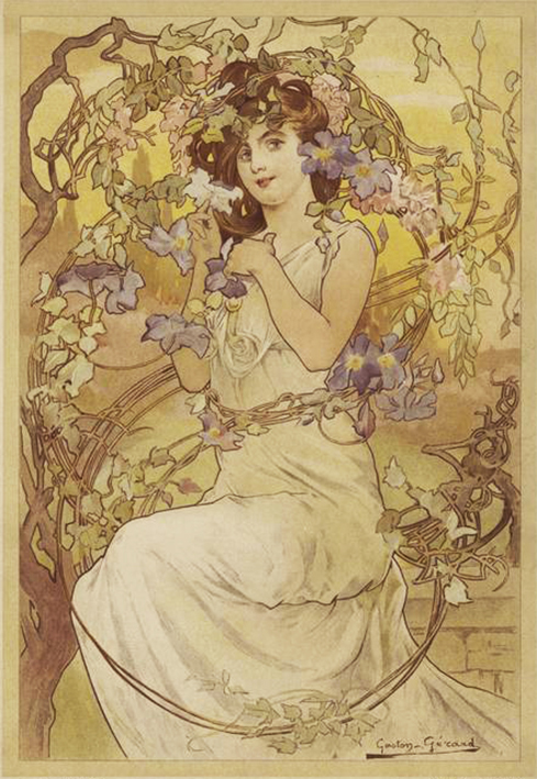 art nouveau picture woman flowers