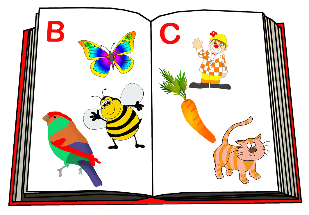 open alphabet book drawing