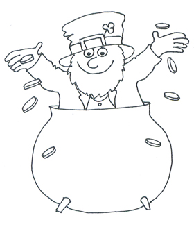 leprechaun in pot with gold sketch