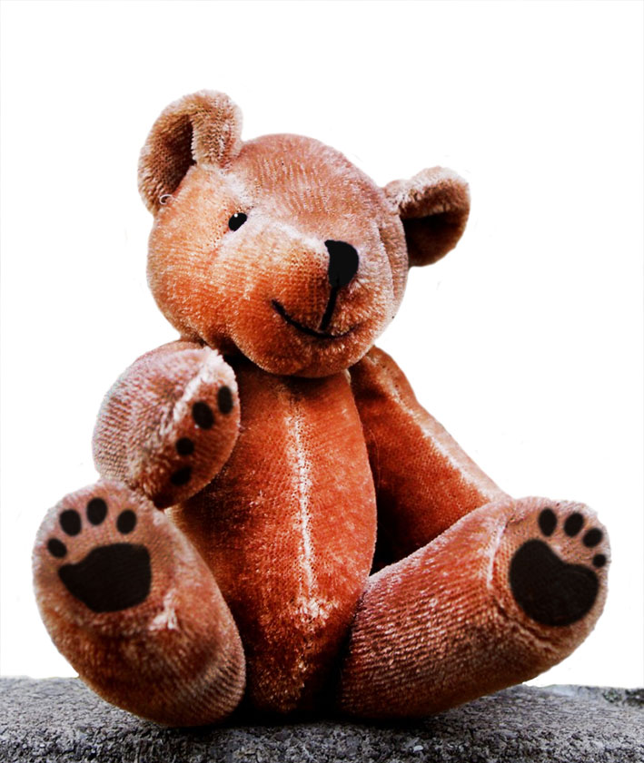 teddy bear sitting on rock