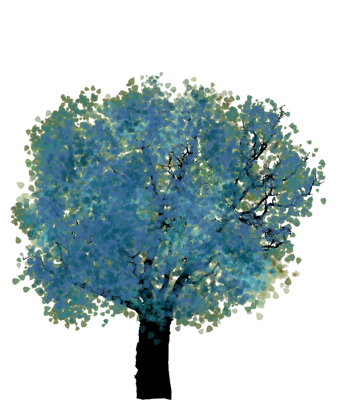 tree clipart with blue leaves
