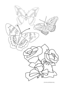 butterflies and roses to color