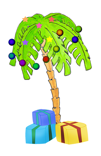Christmas palm tree decorated gifts