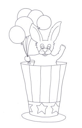 July 4th coloring pages balloons hat rabbit