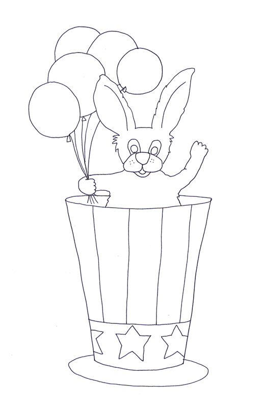 July 4th coloring pages balloons hat rabbit