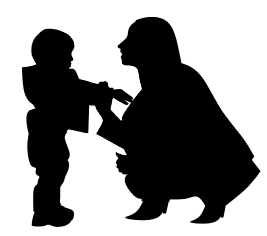 silhouette of mothre and toddler