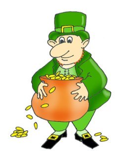 leprechaun with gold in a pot