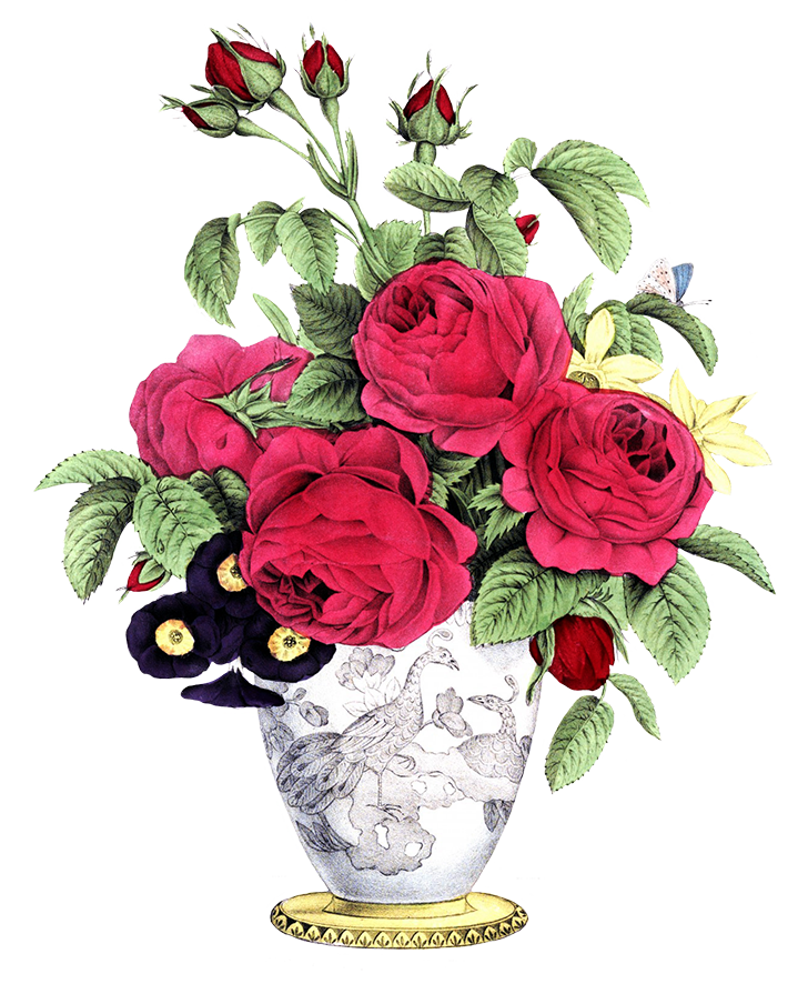 vase with red roses other flowers bouquet