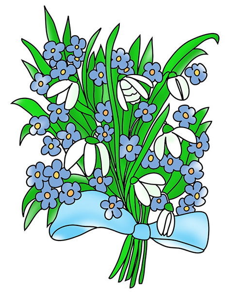 snowdrops and forget-me-not to color