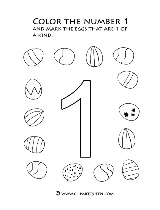 Easter activities color number one eggs