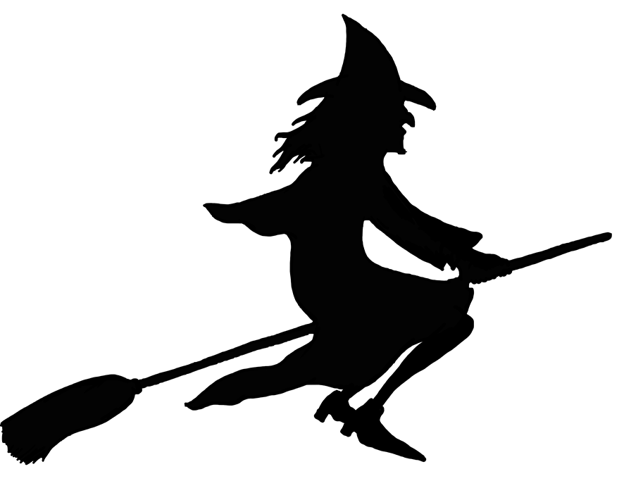 Halloween witch on broom silhouette