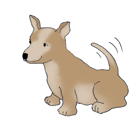 Happy dog wagging his tail