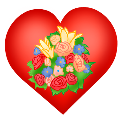 Valentine heart with flower bouquet