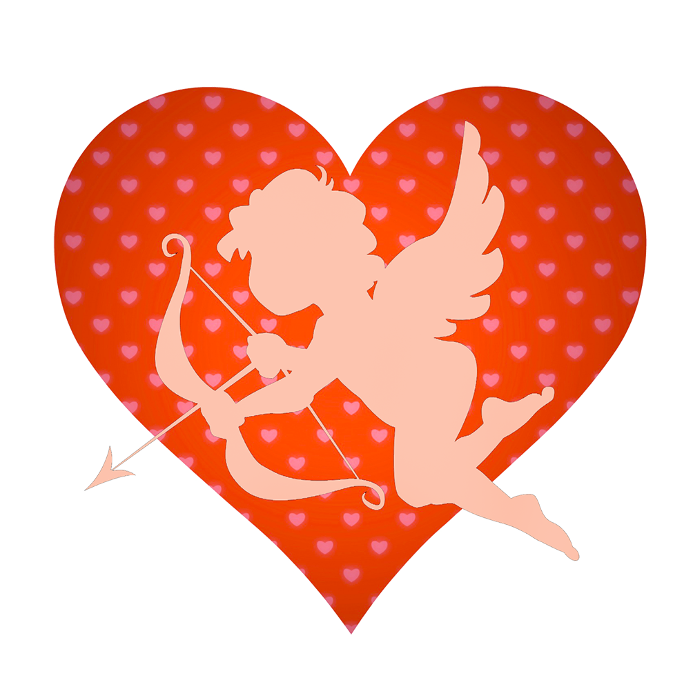 cupid with bow arrow and heart