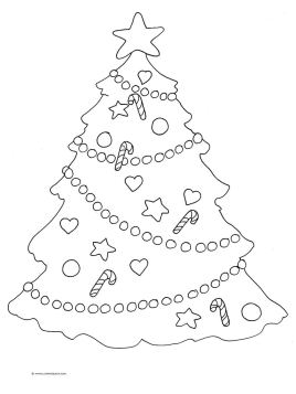 Christmas tree coloring page star decorations