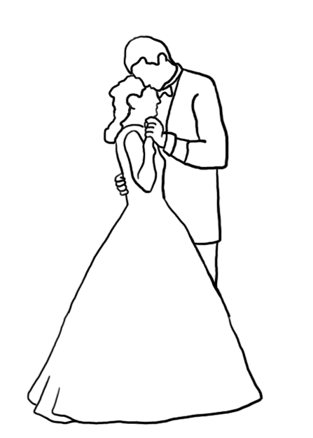 wedding dance silhouette outlined