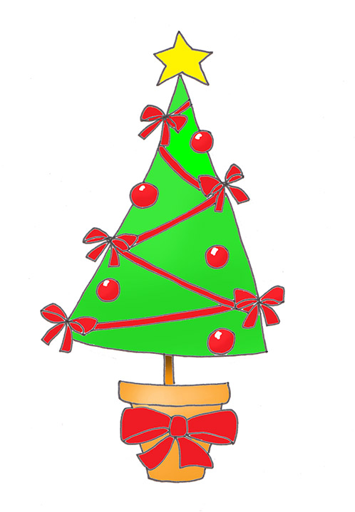 Christmas tree clip art red decoration ribbons