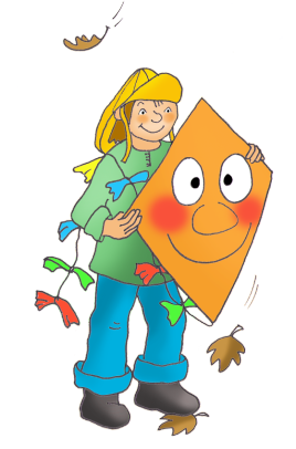 girl with a kite and autumn wind