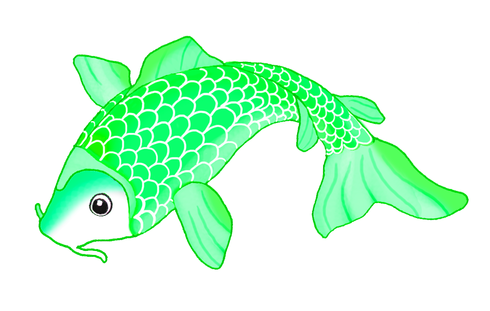 green koi fish sketch