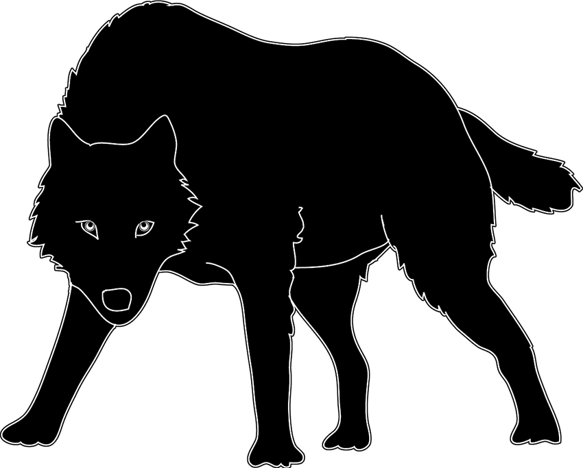 black white wolf silhouette