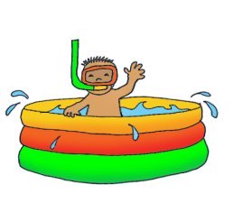 child in wading pool clipart