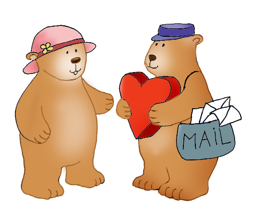 postman with love mail for Valentine's Day