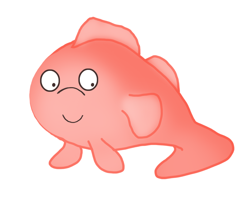 strange red cartoon fish