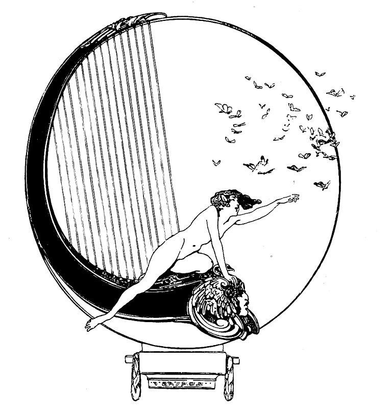 person on music instrument and butterflies