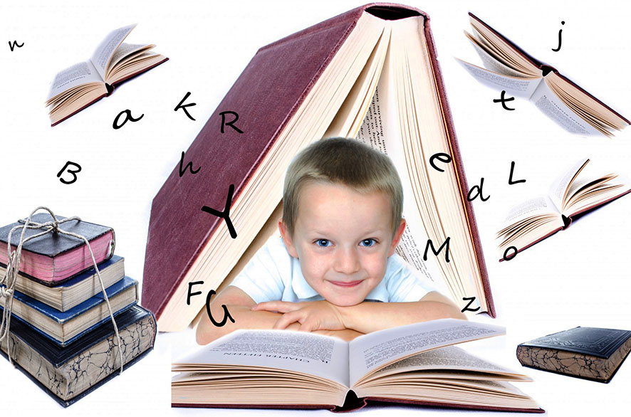 child reading books