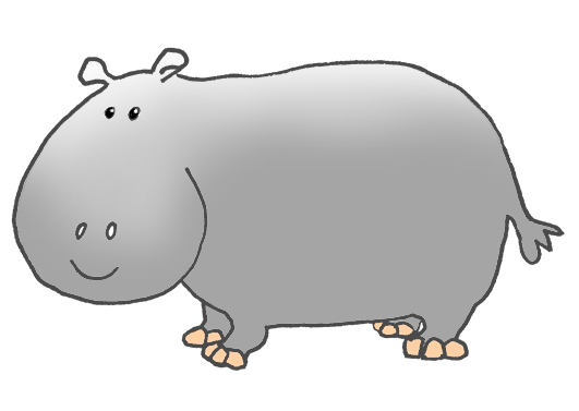 side view of cartoon hippo