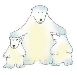 polar bear clip art with cubs color