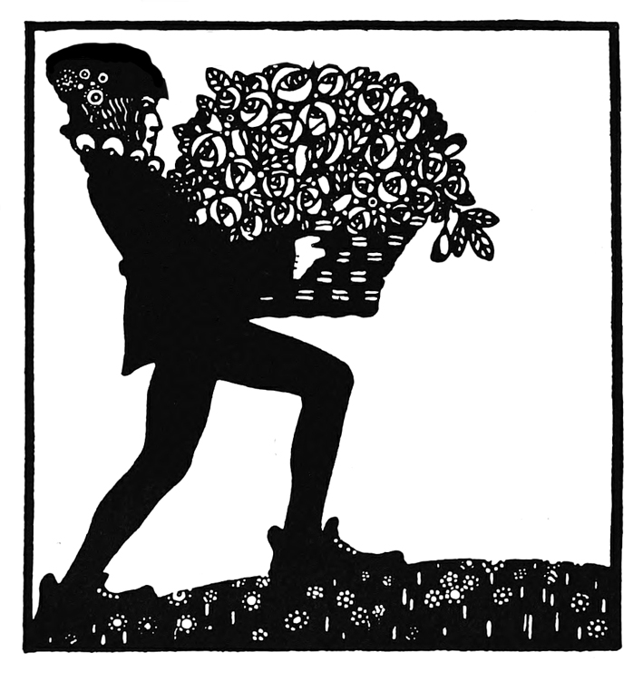 Art Nouveau man with basket with flowers
