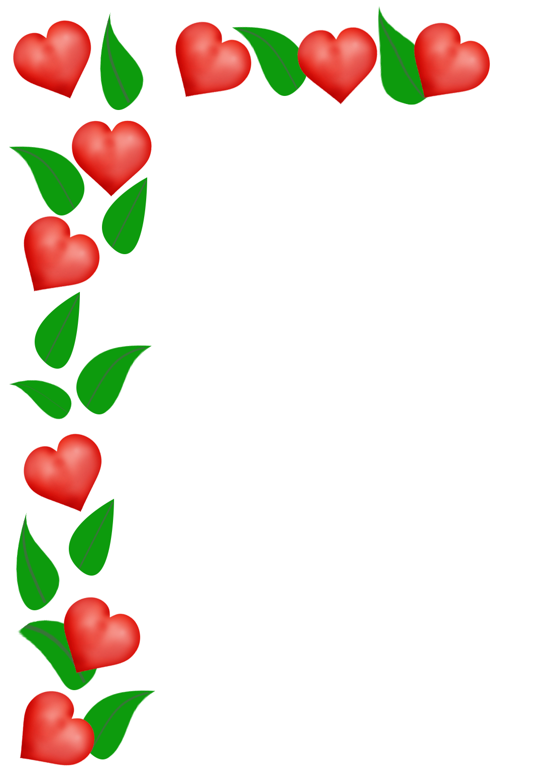 hearts and leaves for Valentines day frame